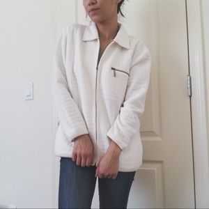 White Quilted Sport Sweater Jacket
